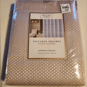 Panache Textured Squares Shower Curtain - Tan